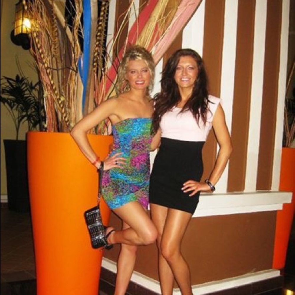 Colorful Multi-Colored Fitted Stretchy Dress Sz M